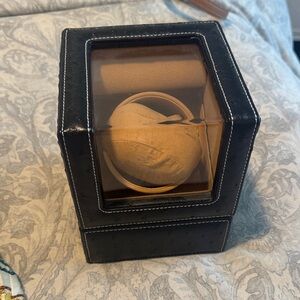 Black Leather Watch Winder with Tan Interior